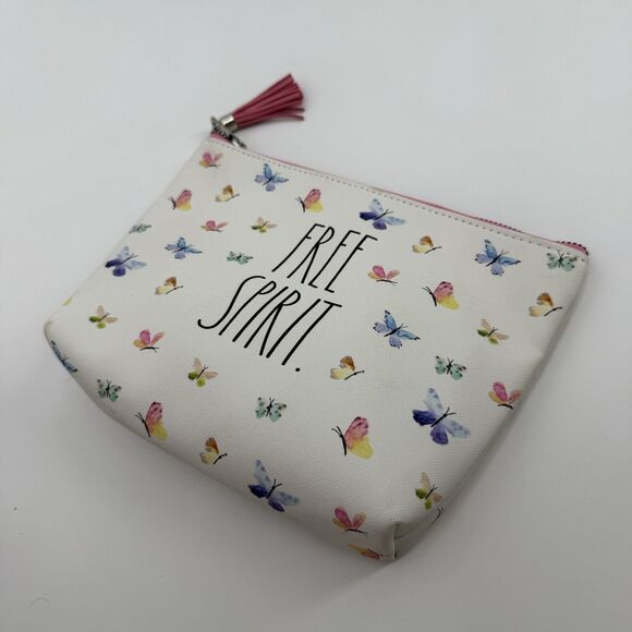 Rae Dunn Free Spirit Butterfly Cosmetic Pouch Travel Bag Tassel - Picture 2 of 7